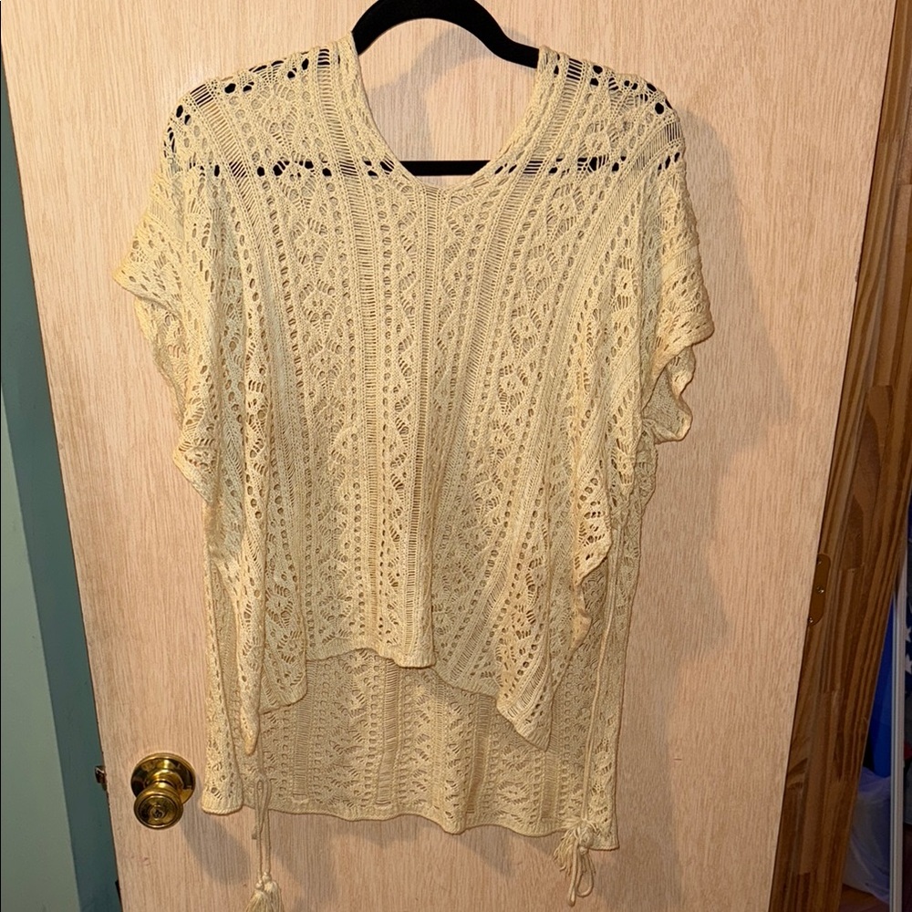 Elegant Cream Crochet Poncho